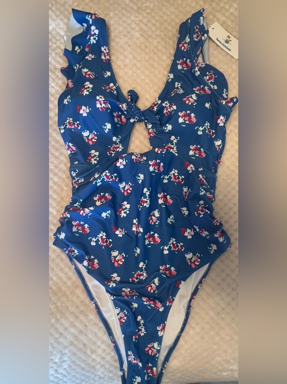 Beachsissi Blue Floral One-Piece Swimsuit Women's XL, NWT